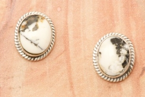Native American Jewelry White Buffalo Turquoise Earrings